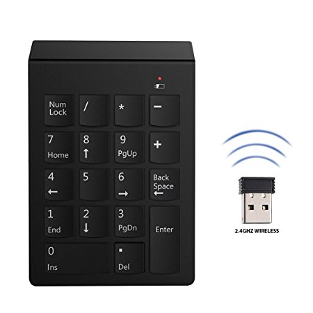 Numeric Keyboard, Tohayie Wireless Number Pad with 2.4 Mini Numeric Keypad Bluetooth Receiver Keyboard 18 Functions no Cable Needed for Laptop Desktop PC Notebook