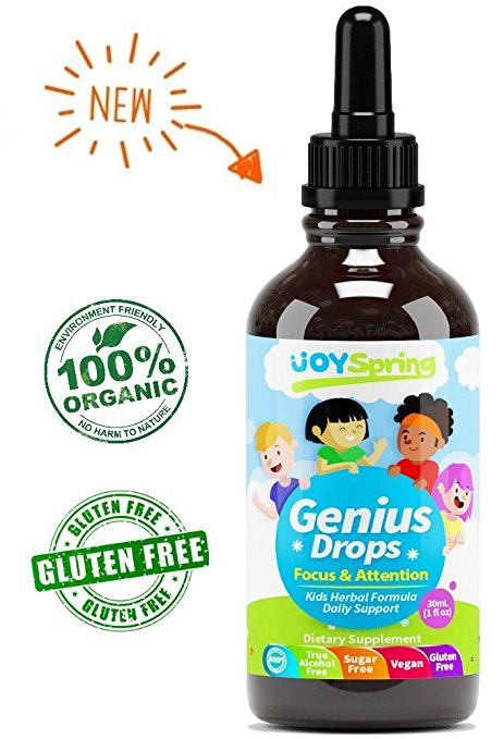 Best Natural Focus Supplement for Kids, Supports Healthy Brain Function to Improve Concentration & Attention for School, Great Tasting Liquid Calming Supplement, Made from 100% Organic Herbs
