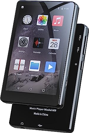 Mp3 Music Player with Bluetooth,4“ Full Touch Screen Mp3 Mp4 Player with FM Radio Portable HiFi Sound Music Player with Clock, Recording, E-Book, Calendar, Max Support 128GB TF Card for Kids,Jogging