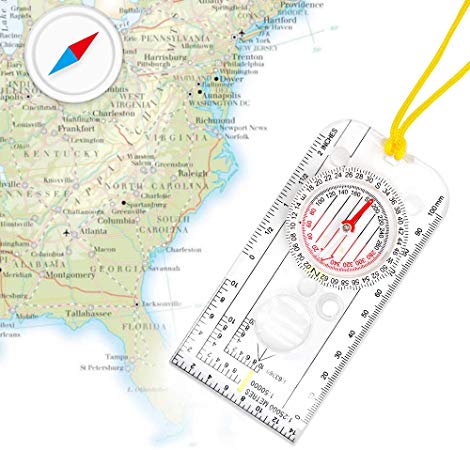 Compass Navigation Explorer/magnetic Compass for Expedition Map reading,Lightweight Map Ruler,Compass with Adjustable Declination for Orienteering and Survival Mountaineering or Hiking Essential