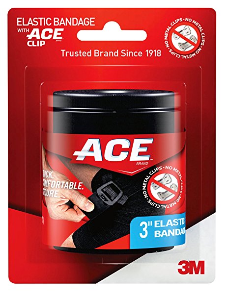 Ace Brand Black Elastic Bandage with Ace Brand Clip, 3 Inch, 0.145 Pound