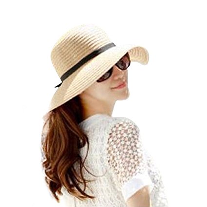 Naimo Simple Fashion Folding Women's Summer Autumn Beach Hat Straw Floppy Sun Hat