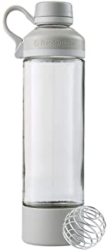 BlenderBottle Mantra Glass Shaker Bottle, 20-Ounce, Pebble Grey