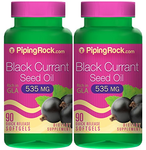 Piping Rock Black Currant Seed Oil 535 mg 2 Bottles x 90 Quick Release Softgels Rich in GLA Dietary Supplement