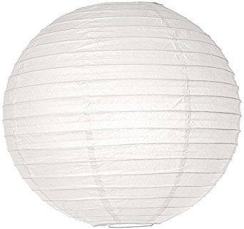Luna Bazaar Paper Lantern (14-Inch, Parallel Style Ribbed, White) - Rice Paper Chinese/Japanese Hanging Decoration - For Home Decor, Parties, and Weddings