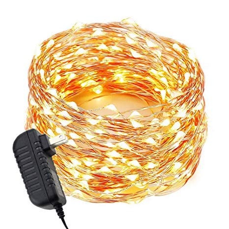 ER CHEN LED String Lights Plug in, Warm White Copper Wire Starry Fairy Lights Decorative Lights with Adapter for Christmas Party Wedding(66ft/20m 200LED)