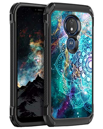 BENTOBEN Moto G7 Power Case, Moto G Power 7th gen Case, Moto G7 Supra Case, 2 in 1 Soft TPU Bumper Hard PC Glow in The Dark Protective Case for Motorola Moto G7 Power/Moto G7 Supra, Mandala in Galaxy