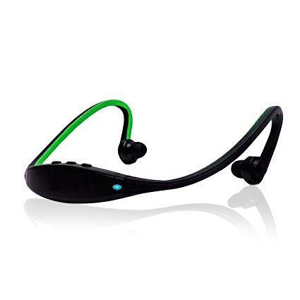 Universal Wireless Bluetooth Hi-Fi Headphones Sport Flex Neckband Ergo-Fit Sweat Proof Headsets w/ NFC (Grn)