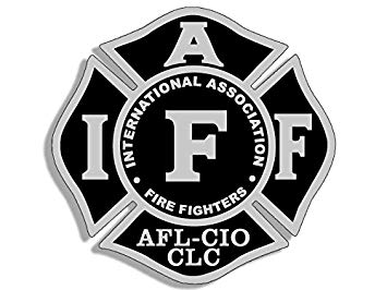 American Vinyl Black & Gray Maltese Shaped IAFF AFL CIO Sticker (fire Firefighter Logo)