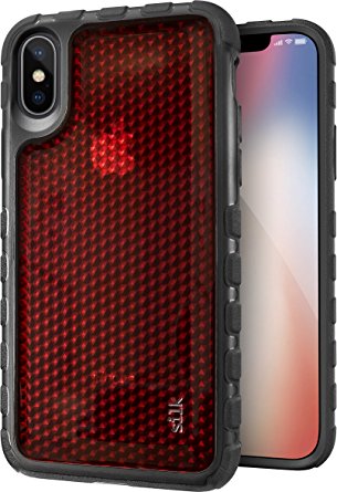 Silk iPhone X Tough Case - SILK ARMOR Protective Rugged iPhone 10 Grip Cover - "Guardzilla" - Includes Tempered Glass Screen Protector - Crimson Red