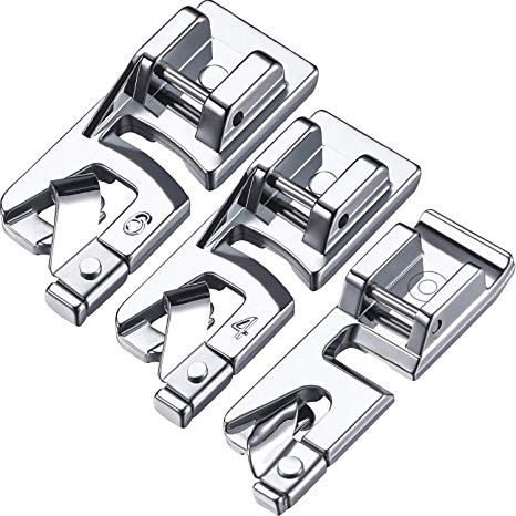 3 Pieces Narrow Rolled Hem Sewing Machine Presser Foot Set Suitable for Household Multi-Function Sewing Machines (3 mm, 4 mm and 6 mm)