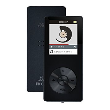 MP3 Player | AGPtEK M07 8GB Metal Shell Lossless Sound Music Player with Speaker and FM Radio |Support up to 64 GB, Black