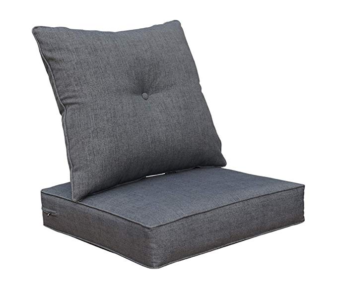 Bossima Cushions for Patio Furniture, Outdoor Water Repellent Fabric, Deep Seat Pillow and High Back Design, Slate Grey