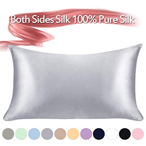 Jaciu 100% Pure Silk Pillowcase,21 Momme Both Side Silk Pillowcases King/Queen/Standard Size Hidden Zippered Mulberry Silk Pillowcase Hypoallergenic Soft Breathable for Hair, Skin and Good Sleep