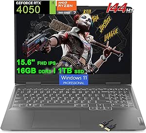 Lenovo LOQ Gaming Laptop | 15.6" FHD 144Hz | AMD Zen4 8-core Ryzen 7 7840HS &gt;i7-12700H | 16GB DDR5 1TB SSD | GeForce RTX 4050 8GB | Backlit FHD Camera Rapid Charge Win11Pro Grey   HDMI Cable