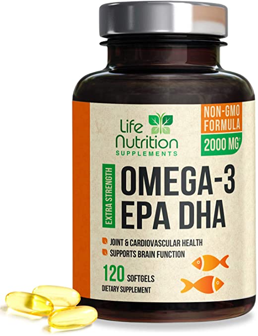Omega 3 Fish Oil Triple Strength High EPA & DHA - 2,000mg - Purity Tested Heart, Brain & Joint Support - Made in USA - Non-GMO & Gluten Free, Lemon Flavor - 120 Softgels