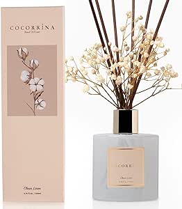 Cocorrína Linge de Maison 200ml avec Bâtonnets diffuseur de Parfum, Reed Diffuseur pour Salle de Bain étagère décoration