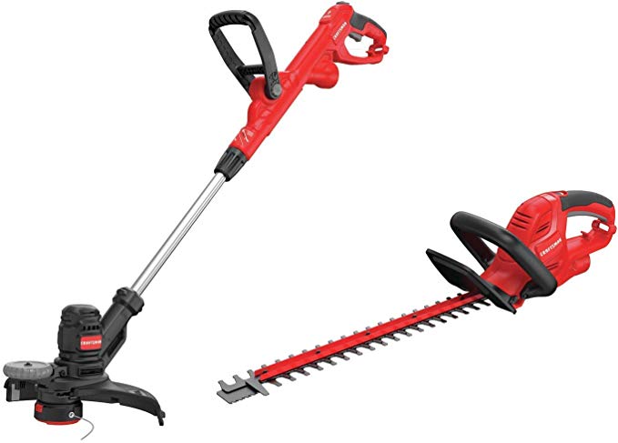 CRAFTSMAN CMESTE920 6.5Amp Electric String Trimmer w/Push Button Feed System with CMEHTS822 22" Electric Hedge Trimmer