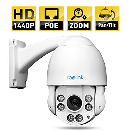 Reolink RLC423 with 360 Degree Pan and 90 Degree Tilt, Night Vision, Motion Detection, Remote Access, Outdoor Home Surveillance, 4MP HD 4X Optical Zoom PTZ PoE Security IP Camera