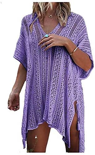 Swimsuit for Women Beach Tops Loose Short Sleeve Sexy Perspective Cover Up