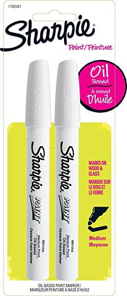 Sharpie Oil-Based Paint Markers, Medium Point, White, 2 Pack