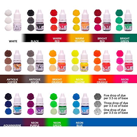 16 Liquid Colors for Soap Coloring and Bath Bombs (0.17 oz 16 bottles) - Soap dye-Soap Making Colorants Set
