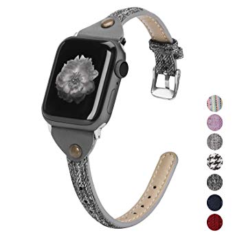 Wearlizer Compatible with Apple Watch Bands 38mm 40mm Series 5 4 Woven Canvas Fabric Cloth Womens Mens Band Rose Gold Strap Wristband for iWatch Series 3 2 1 42mm 44mm (Black Gray, 38mm/40mm)