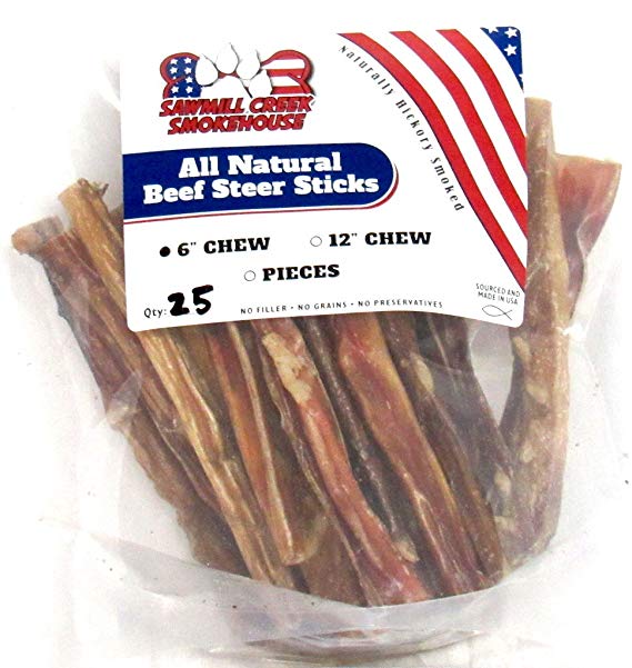 6" Beef Steer Bully Sticks Odorless Sourced & Made USA Natural USDA certified (25 Pack)