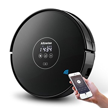 Alfawise x5 Wifi Robotic Cleaner Alexa with Strong Suction for Fine Sand ,Pet Hair ,Marble Floor and Carpet,Gyroscope Precise Positioning(Black)