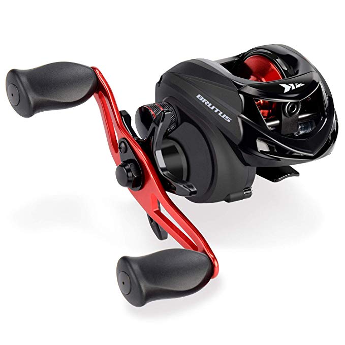 KastKing Brutus Baitcasting Fishing Reel, Low Profile, Graphite Frame, 6.3:1 Gear Ratio, 4 1 Shielded Stainless-Steel Ball Bearings, Magnetic Braking, Smooth Disc Drag System, Aluminum Handle.