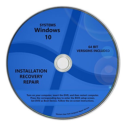 Windows 10 Pro & Home Install Reinstall Upgrade Restore Repair Recovery 64 bit x64 All in One Disc WNYPC Utility DVD