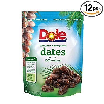 Dole California Whole Pitted Dates, 8 Ounce (Pack of 12)