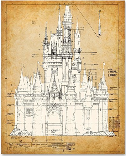 Cinderella's Castle - 11x14 Unframed Patent Print - Great Gift for Disney Fan