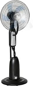 HOMCOM Ventilateur brumisateur sur roulettes - oscillant silencieux 90 W - 3 vitesses - dim. Ø 44 x 120H cm noir gris