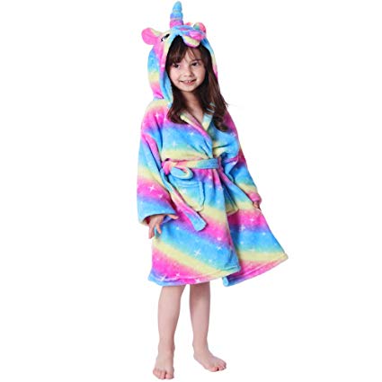 RGTOPONE Kids Soft Bathrobe Unicorn Fleece Sleepwear Comfortable Loungewear