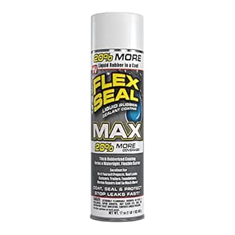 Flex Seal MAX, 17 oz, 1-Pack, White, Stop Leaks Instantly, Waterproof Rubber Spray On Sealant Coating, Perfect for Gutters, Wood, RV, Campers, Roof Repair, Skylights, Windows, and More