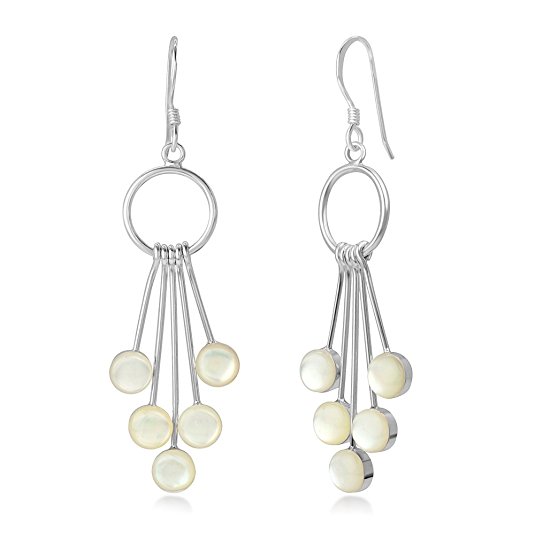 925 Sterling Silver Inlay Dangling Snow Balls Elegant Long Dangle Hook Earrings for Women 2"