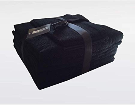 Highliving ® Towel Bale 10 Piece Set 500 GSM Egyptian Cotton (Black)