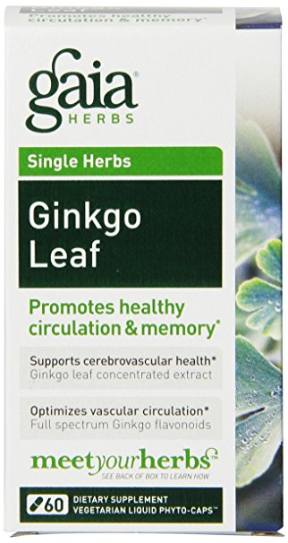 Gaia Herbs Ginkgo Leaf Liquid Phyto-Capsules, 60 Count