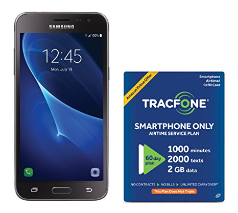 TracFone Samsung Galaxy J3 Sky 4G LTE Prepaid Smartphone with Amazon Exclusive Free $40 Airtime Bundle