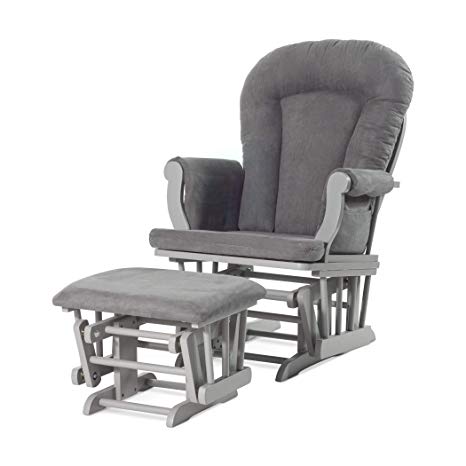 Forever Eclectic by Child Craft Cozy Glider and Ottoman, Cool Gray with Dark Gray Cushion