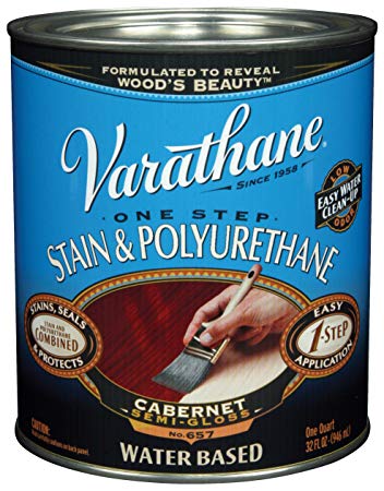 Varathane 239585H Water Based Wood Stain & Polyurethane, Quart, Cabernet