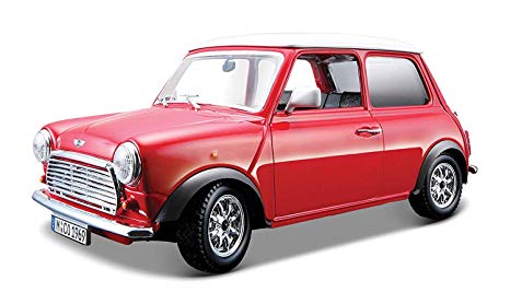 Bburago 1969 Old Mini Cooper Diecast Model Car (1/24 Scale), Red