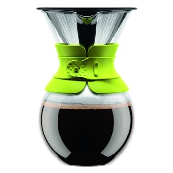 Bodum 11571-565 Pour Over Coffee Maker with Permanent Filter, 34 oz, Green