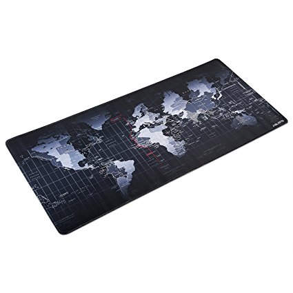 JIALONG Gaming Mouse Pad Large Office Desk Pad with Stitched Edges for PC Laptop Computer - World Map 900x400mm