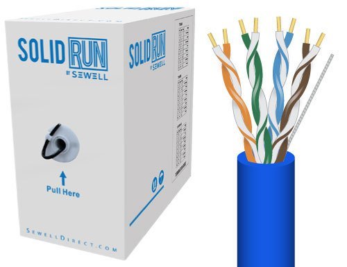 Sewell Direct SW-29776-250 SolidRun Cat6 Bulk Cable, UTP, CM, 23 AWG, High Copper Content CCA, Blue PVC Jacket, 250 ft.
