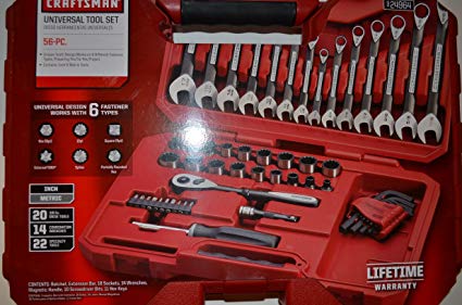 Craftsman 56 Piece Universal Tool Set Wrench and Sockets, Drivers