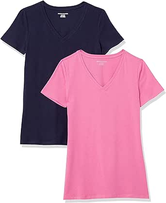 Amazon Essentials Women's Classic-Fit Short-Sleeve V-Neck T-Shirt, Multipacks