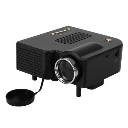 Excelvan UC28  Portable Micro/Mini Hd LED Projector Cinema Theater w/ 1024 x 768 Resolution,Remote control,20K hours LED working time,Support GA/AV/USB/SD/HDMI Input,20K Hours Battery Life Media Player Black