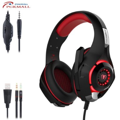 2016 Newest headset 3.5mm Gaming Headset LED Light Over-Ear Headphones with Volume Control Microphone for PS4 Laptop Tablet Mobile Phones